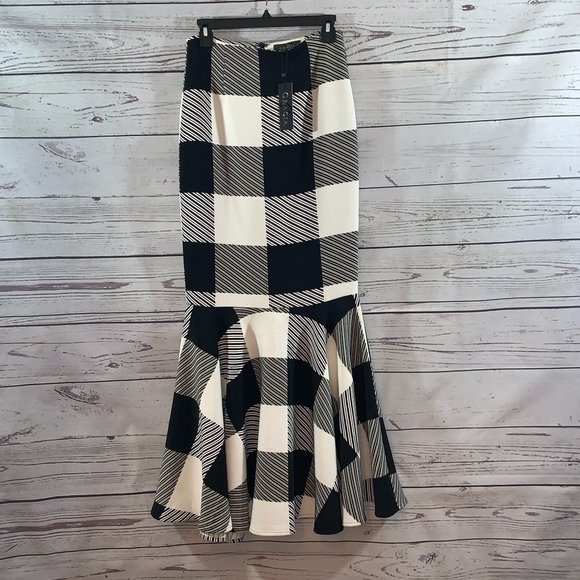 Gracia Dresses & Skirts - NWT GRACIA Black/White Plaid Mermaid Fall Skirt